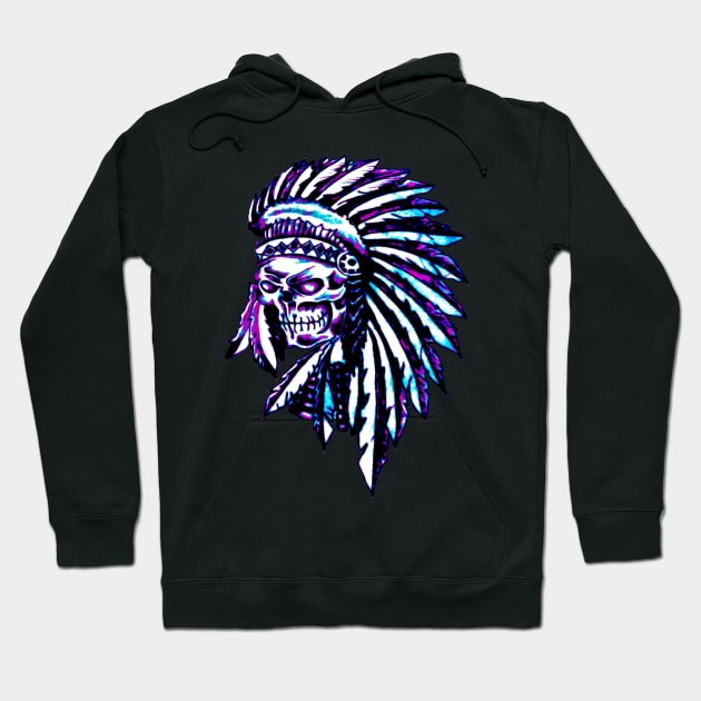 Native American Indian Skull Headdress Hoodie by Atomus